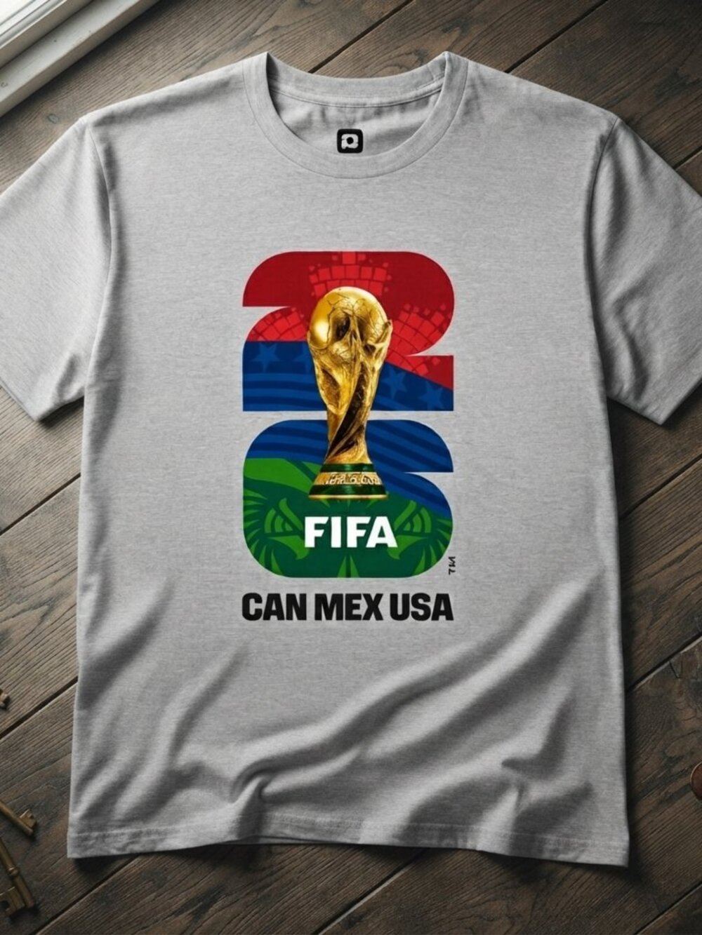 2026 FIFA World Cup Canada Mexico USA Graphic Gray T-Shirt